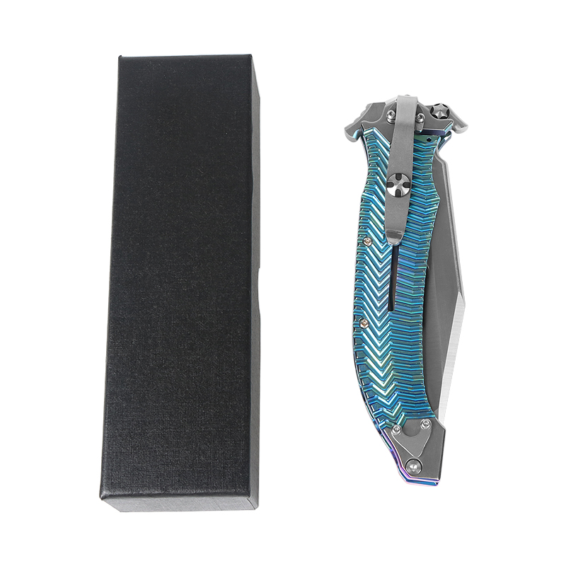 DDR Basketball Blade Two Colors VG10 Material Titanium Handle Big Hunting Knife UD408821
